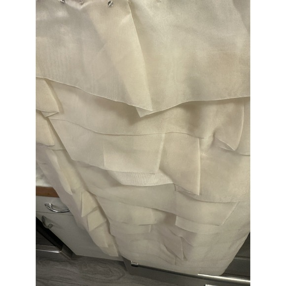 BCBG Prom Knee Length Dress Sz 8, Silk Organza Off White Shear Blush Pp17 L35 - Picture 4 of 9